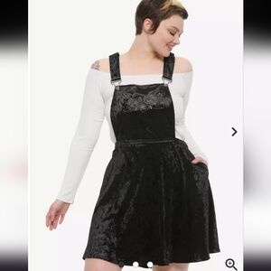 Hot Topic Black Velvet Skirtall Dress Skirt Overall